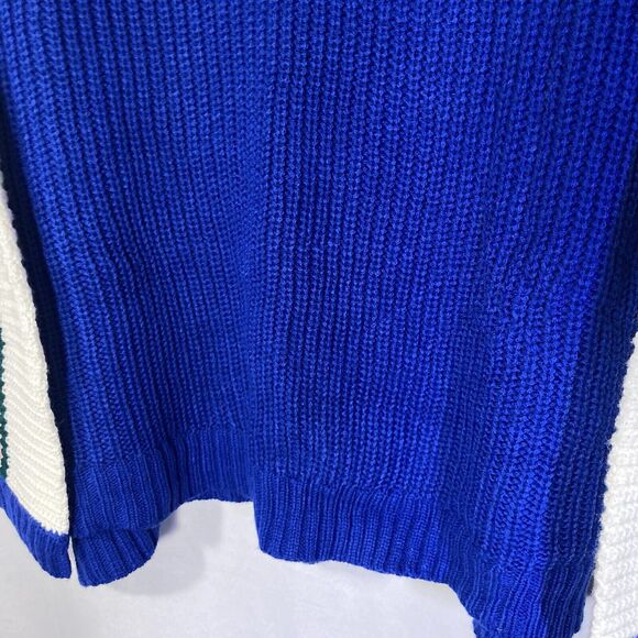 TRUE CRAFT white blue multicolor stripe color block crew neck pullover sweater M - Picture 4 of 11